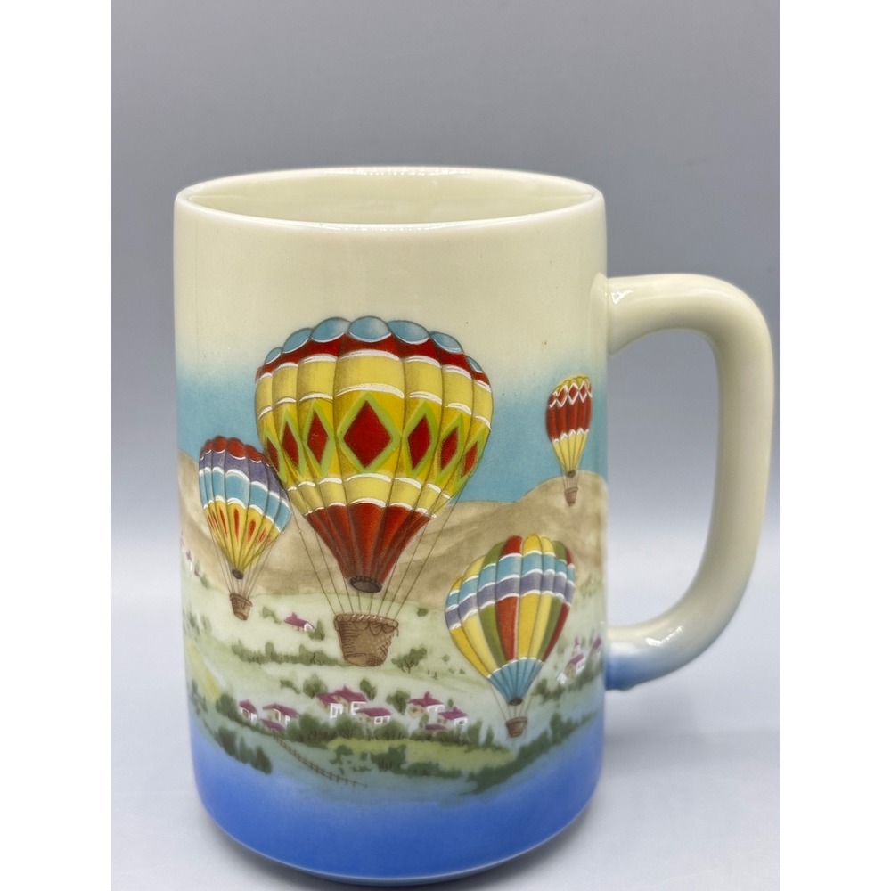 Otagiri Japan Ceramic Mug Hot Air Balloon Landscape Scene 18 oz